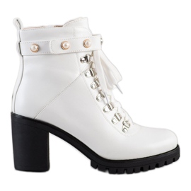 Ideal Shoes Rockstøvler på stolpen hvid