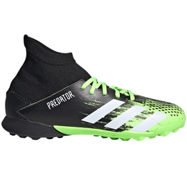 Adidas Predator 20.3 Tf Junior fodboldstøvler, sort og grøn EH3034 sort-grøn / hvid