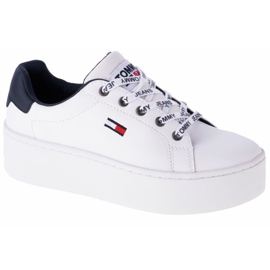 Tommy Hilfiger Iconic Leather Flatform sko i EN0EN01113-YBR hvid