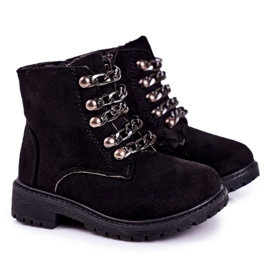 Børns isolerede fældere Eco Suede Chain Black Rock &amp; Roll sort