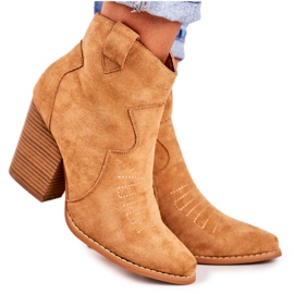 MSMG Kvindelige varme cowboystøvler Caramel Margaret brun