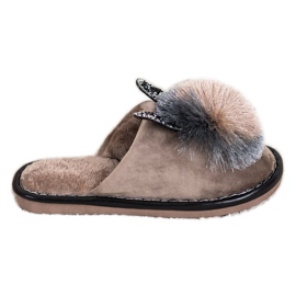 Bona Stilfulde hjemmesko med pompom beige