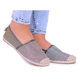 Lu Boo Glitter Espadrilles Slip On Miravet til kvinder grå gylden