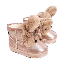 Børnesnestøvler med pels med ører Pink Gold Bunny lyserød gylden
