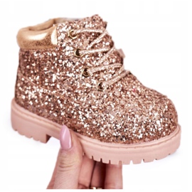 Børns Brokade varme støvler Trappers Pink Gold Mermaid lyserød gylden