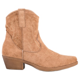 Ideal Shoes Cowboystøvler med ruskind beige