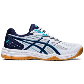 Asics Acics Upcourt 4 hvide og marineblå 1071A053 100 mænds volleyballsko