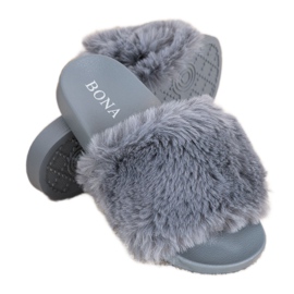 Bona Moderigtige flip-flops med pels grå