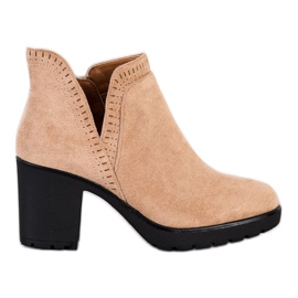 Bella Paris Ruskind støvletter med snit beige