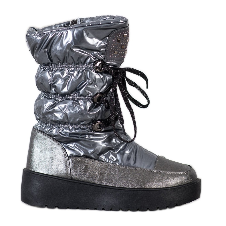 SHELOVET Stilfulde snestøvler på platformen sølv grå