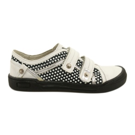 Læder Velcro Sko Bartek 78148-25K Polka Dots hvid sort sølv