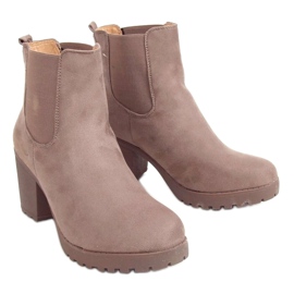 Chelsea støvler med brede hæle, beige B2880FE-KB Khaki