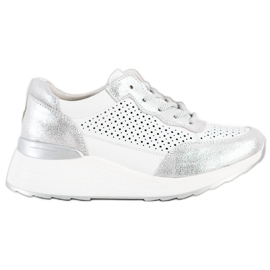 Goodin Stilfulde læder sneakers hvid sølv