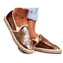 Kvinders Espadrilles Big Star Iridescent Pailletter Guld DD274A161 kobber gylden
