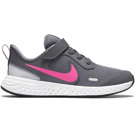 Nike Revolution 5 børnesko grå-pink BQ5672 015 lyserød