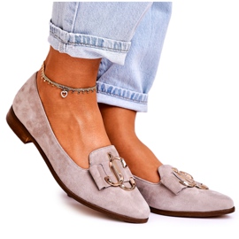 Nicole Loafers i ruskind til kvinder Beige Mary-Jane ballerinaer