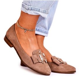 Nicole Dame ruskind loafers Ballerinas lys brun Mary-Jane