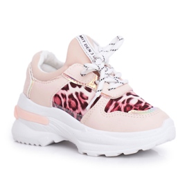 FRROCK Børns sportssko i leopardmønster Pink Penny beige lyserød