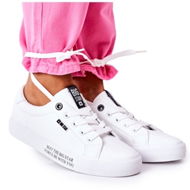 Kvinders lædersneakers med påskriften Big Star EE274316 Hvid
