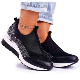 Nicole Women's Leather Wedge Sneakers Sort Sølv Frances