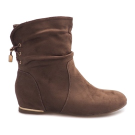 Suede Wedge Støvler 030-PA Khaki grøn