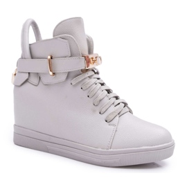 Kvinders sneakers på wedge guld hængelås grå Tersey