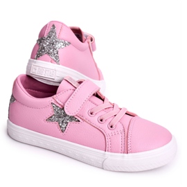 Læder -sneakers til børn med en stjerne Big Star DD374104 Pink ['lyserød'] lyserød
