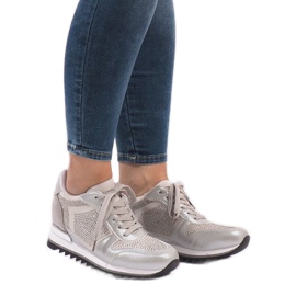 Sølv sneakers på kilen G-125