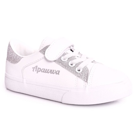 Apawwa Børnesneakers med brokade hvid og sølv Camila