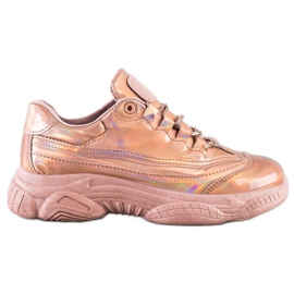 Ideal Shoes Sneakers med Holo -effekt lyserød