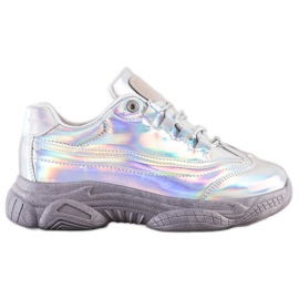 Ideal Shoes Sneakers med Holo -effekt sølv