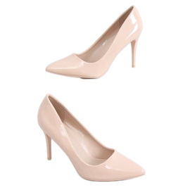 Pumps på en stilethæl lakeret beige 3963 Nøgen