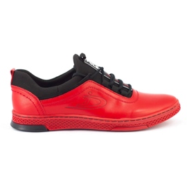 Polbut Casual sko til mænd i læder K24 rød