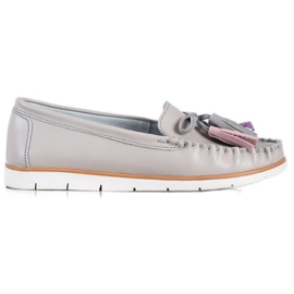 Evento Læder loafers med frynser beige