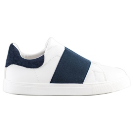 SHELOVET Slip-on sko med elastik hvid marine blå