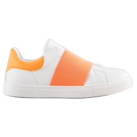 SHELOVET Slip-on sko med elastik hvid orange