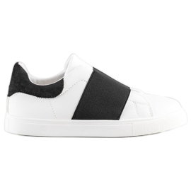 SHELOVET Slip-on sko med elastik hvid sort