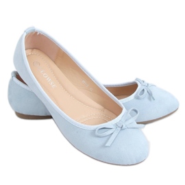 Blå ruskind ballerinaer 9F116 L.BLUE