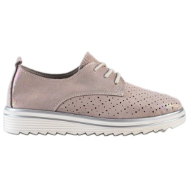 Kylie Læder Brogues På Platformen beige