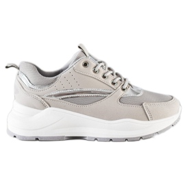 Ideal Shoes Stilfulde sportssko beige grå
