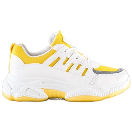 SHELOVET Komfortable sneakers med mesh hvid grå gul
