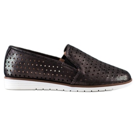 Kylie Skinnende Openwork Slipons brun