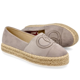 PS1 Kvinders Espadriller på en halmplatform Grå Febi