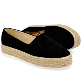 PS1 Kvinders Espadriller på en halmplatform Sort Febi