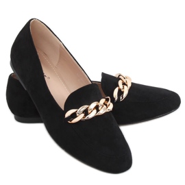 Sort Loafers med kæde LL-237P Sort
