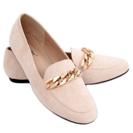 Beige Loafers med kæde LL-237P Beige