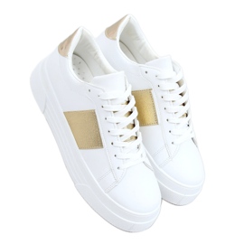 Højsålede sneakers hvid og guld LA133P Gold gylden