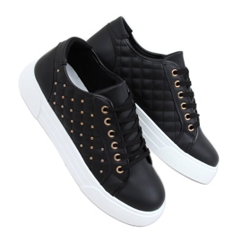 Sorte kvinders sneakers med nitter LA124P Sort