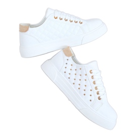 Dame sneakers med hvide nitter LA124P Beige