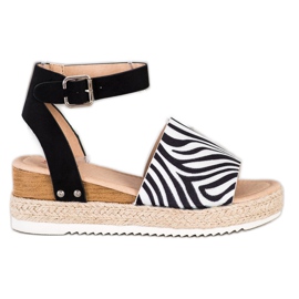 Kylie Sandaler med zebraprint og kiler hvid sort